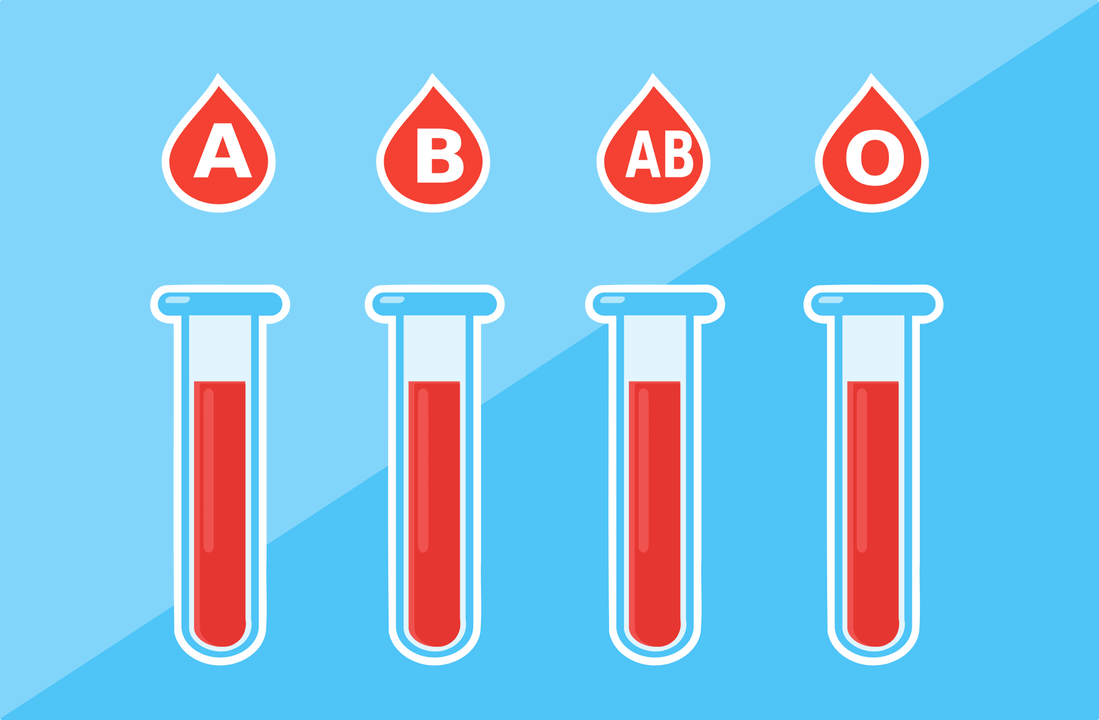 There are 4 blood groups – A, B, AB, O