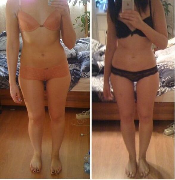 The girl before and after losing weight on the Japanese diet in 14 days